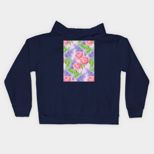 Watercolor peonies and lilacs Kids Hoodie